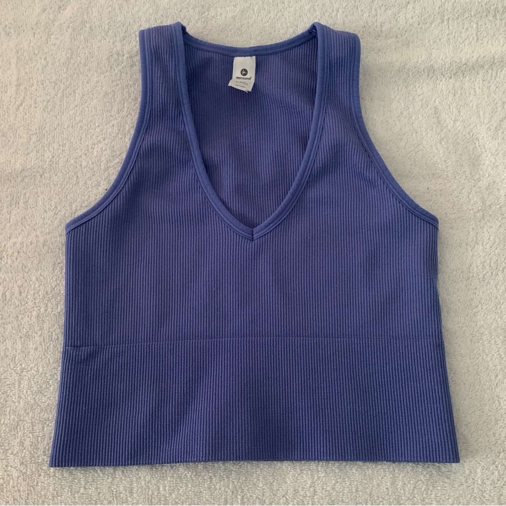 Women’s‎ Small 90 DEGREE Reflex Periwinkle Blue Purple Ribbed V-Neck Tank Crop